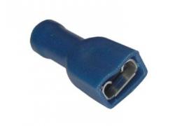 Flachstecker-Hlse 6,3mm blau vollis.
