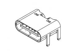 USB C Socket PCB angled THT