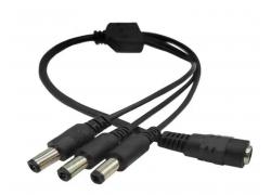  DC power splitter cable 5.5/2.1mm 3xplug 30cm black